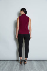 Sleeveless Satin Front Sweater | Elie Tahari BORDEAUX