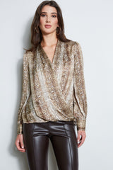 Silk Satin Python Draped Shirt | Elie Tahari MULTI