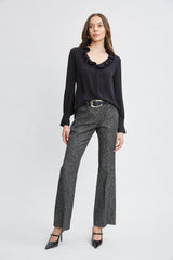 Silk Ruffle Neck Shirt | Elie Tahari BLACK