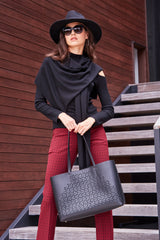 Cold Shoulder Mock Neck Sweater | Elie Tahari BLACK
