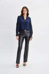 Lace Sleeve Silk Shirt | Elie Tahari MIDNIGHT