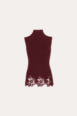 Mock Lace Sweater | Elie Tahari MERLOT
