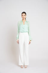 Silk Plaid Jacquard Shirt | Elie Tahari MINT