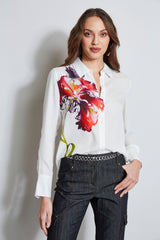 Digital Floral Silk Shirt | Elie Tahari FOAM MULTI