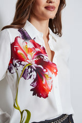 Digital Floral Silk Shirt | Elie Tahari FOAM MULTI