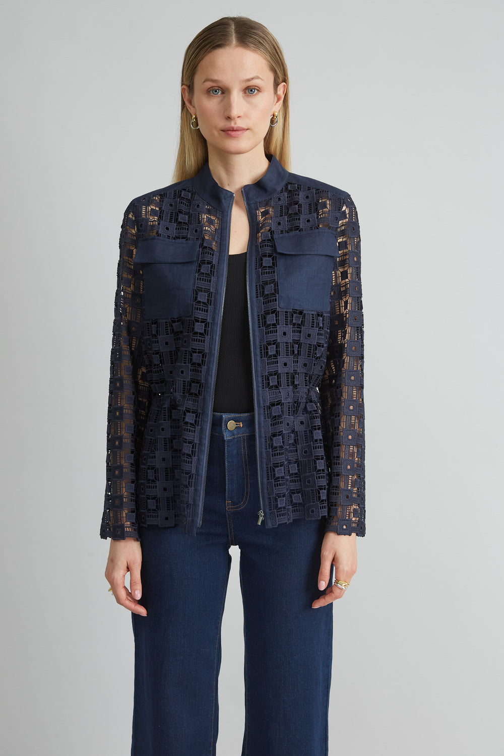Lace Utility Jacket | Elie Tahari INDIGO