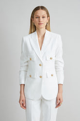 Linen Crest Button Blazer | Elie Tahari WHITE