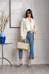 Tweed Double Breasted Blazer | Elie Tahari FOAM