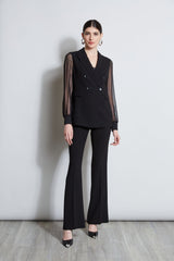 Double Breasted Chiffon Sleeve Blazer | Elie Tahari BLACK
