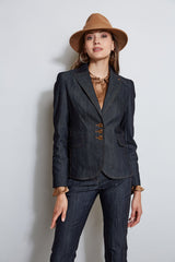 Denim 3 Button Blazer | Elie Tahari INDIGO