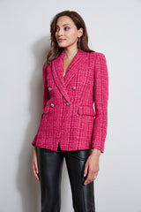 Tweed Double Breasted Blazer | Elie Tahari ELECTRIC PINK