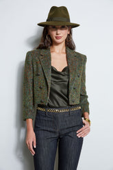 Boucle Tweed Cropped Jacket | Elie Tahari OLIVE MULTI
