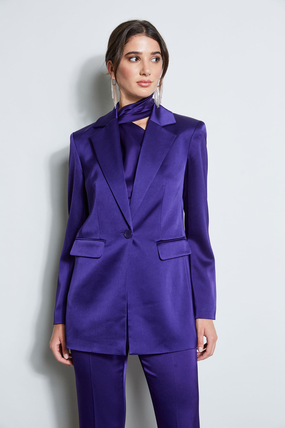 Satin Boyfriend Blazer | Elie Tahari WINTER PLUM