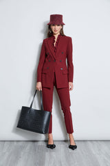 7 Button Blazer | Elie Tahari BORDEAUX