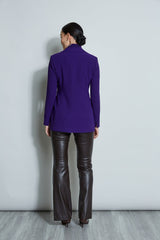 Asymmetric Single Button Blazer | Elie Tahari WINTER PLUM