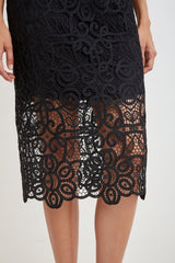 Crochet Lace Midi Skirt | Elie Tahari BLACK