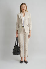 Cotton Slim Slit Pant | Elie Tahari DRIFTWOOD