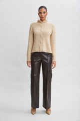 Vegan Leather Cargo Pant | Elie Tahari WOOD