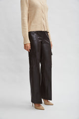 Vegan Leather Cargo Pant | Elie Tahari WOOD