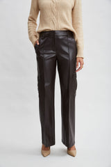 Vegan Leather Cargo Pant | Elie Tahari WOOD