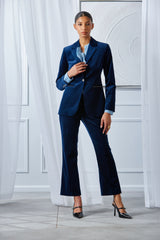 Cotton Velvet Flare Pant | Elie Tahari MIDNIGHT