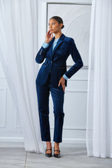 Cotton Velvet Flare Pant | Elie Tahari MIDNIGHT