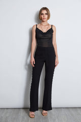 Side Button Crepe Pant | Elie Tahari BLACK