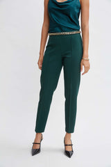 Pintuck Slim Pant | Elie Tahari FOREST GREEN