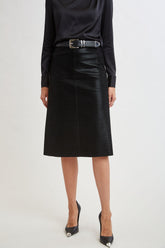 Croc Midi Skirt | Elie Tahari BLACK