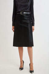 Croc Midi Skirt | Elie Tahari BLACK