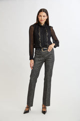 Fit & Flare Metallic Tweed Pant | Elie Tahari BLACK MULTI