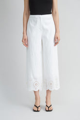 Linen Scallop Hem Pant | Elie Tahari WHITE
