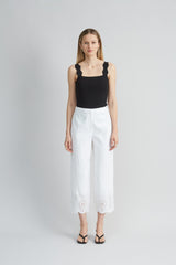 Linen Scallop Hem Pant | Elie Tahari WHITE
