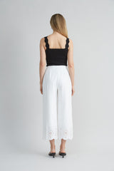 Linen Scallop Hem Pant | Elie Tahari WHITE