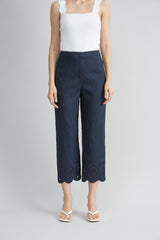 Linen Scallop Hem Pant | Elie Tahari STARGAZER
