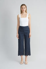 Linen Scallop Hem Pant | Elie Tahari STARGAZER