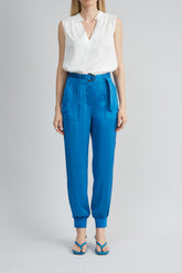 Satin Belted Cargo Pant | Elie Tahari OCEAN