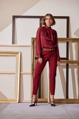 Pintuck Slim Pant | Elie Tahari SANGRIA