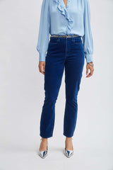 Washed Velvet Slim Pant | Elie Tahari PARIS BLUE