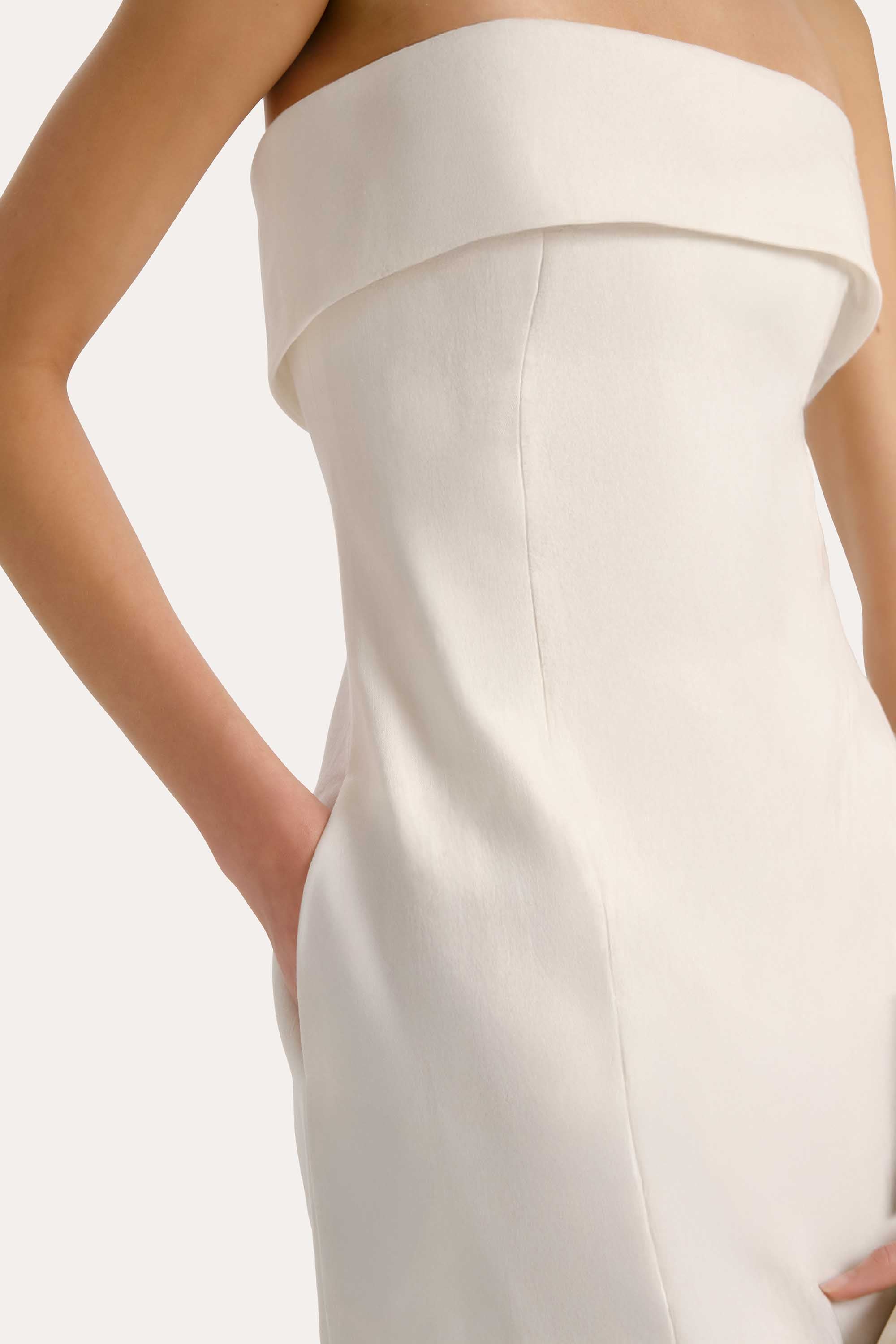 Lauren Linen Fold over Mini Dress | Elie Tahari FRESH PEARL
