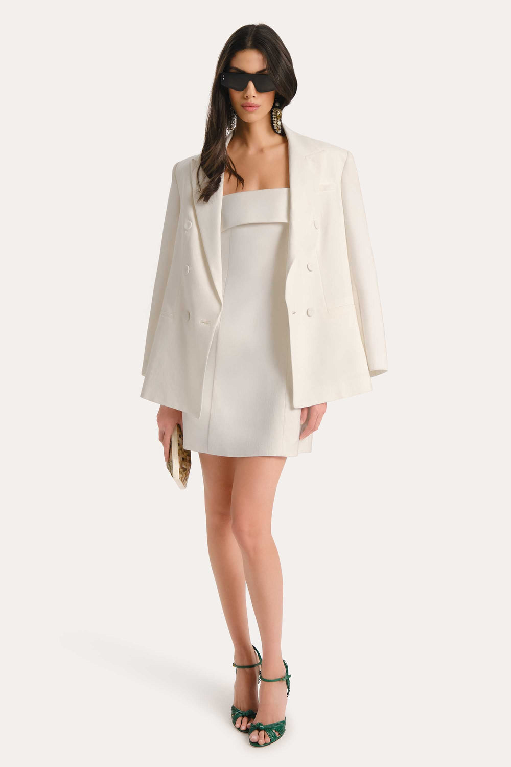 Lauren Linen Fold over Mini Dress | Elie Tahari FRESH PEARL