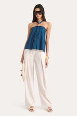 Lila Halterneck Top | Elie Tahari TEAL ECLIPSE