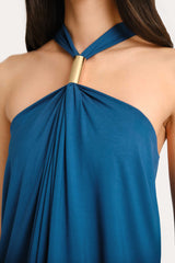 Lila Halterneck Top | Elie Tahari TEAL ECLIPSE