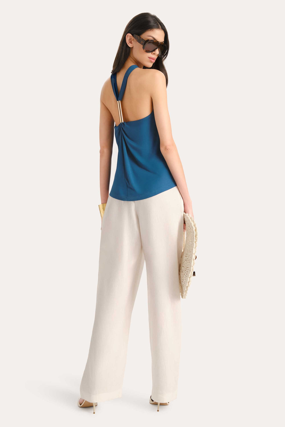 Lila Halterneck Top | Elie Tahari TEAL ECLIPSE