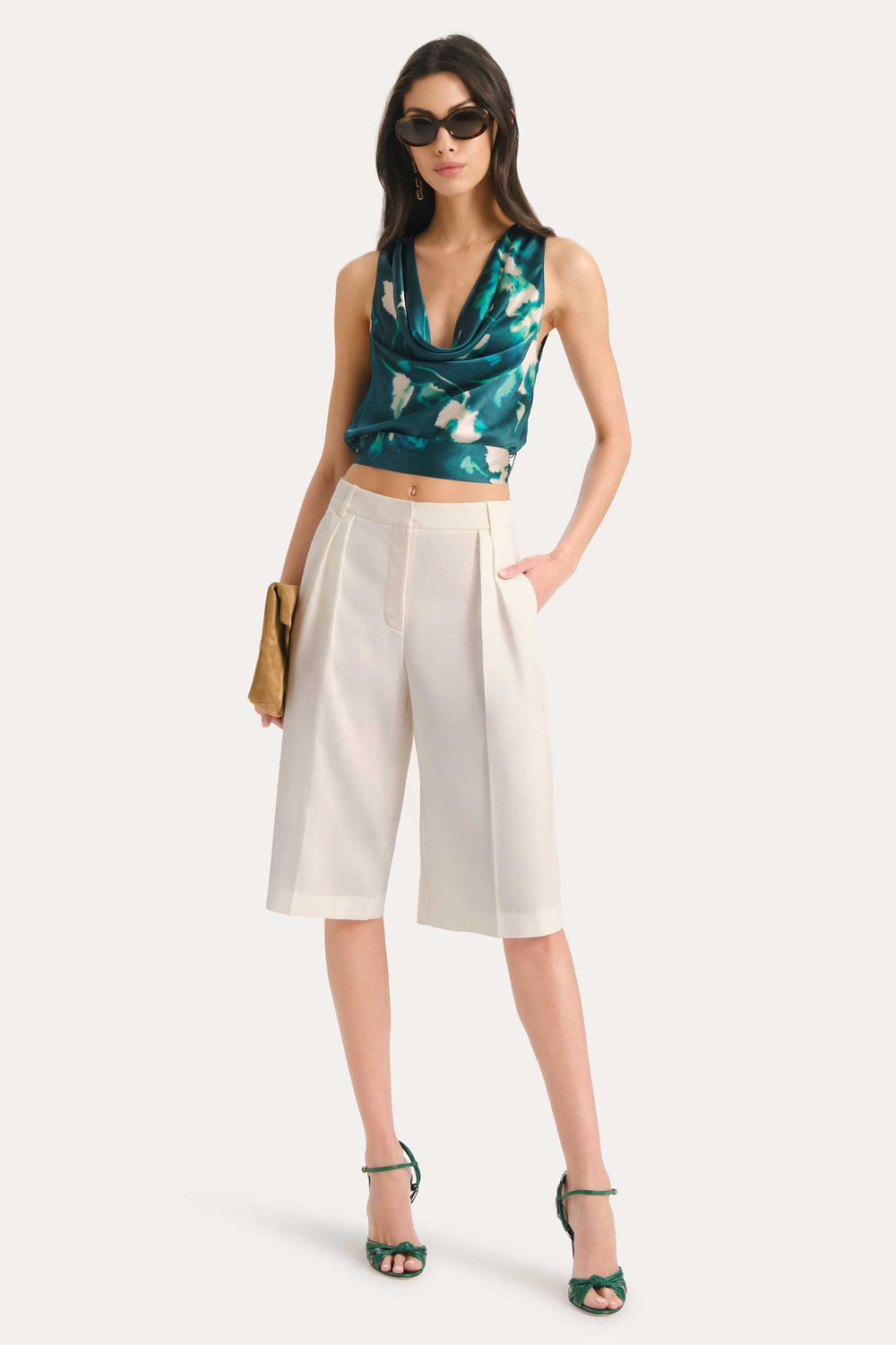 Tina Linen Bermuda Shorts | Elie Tahari FRESH PEARL
