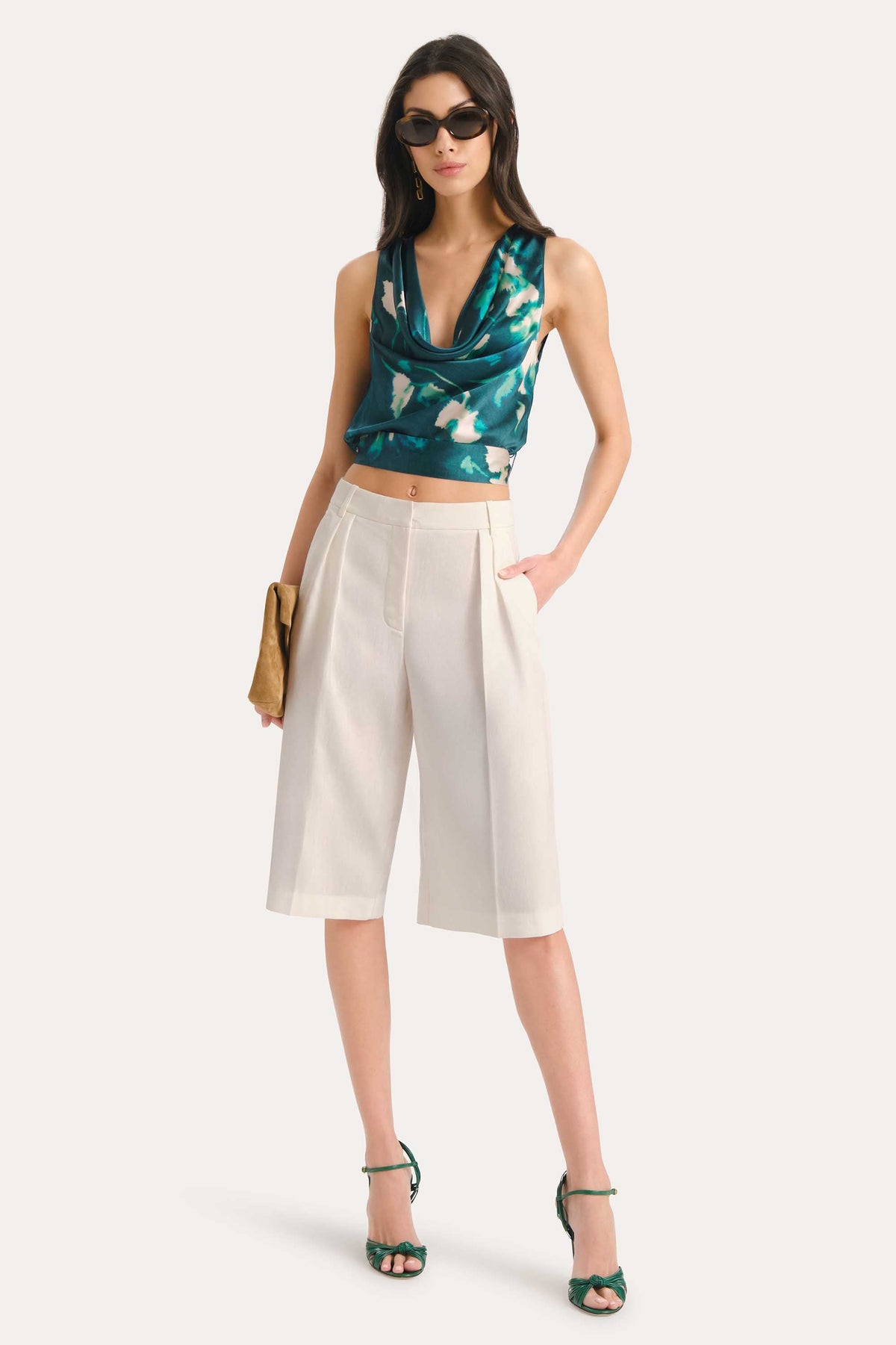 Tina Linen Bermuda Shorts | Elie Tahari FRESH PEARL