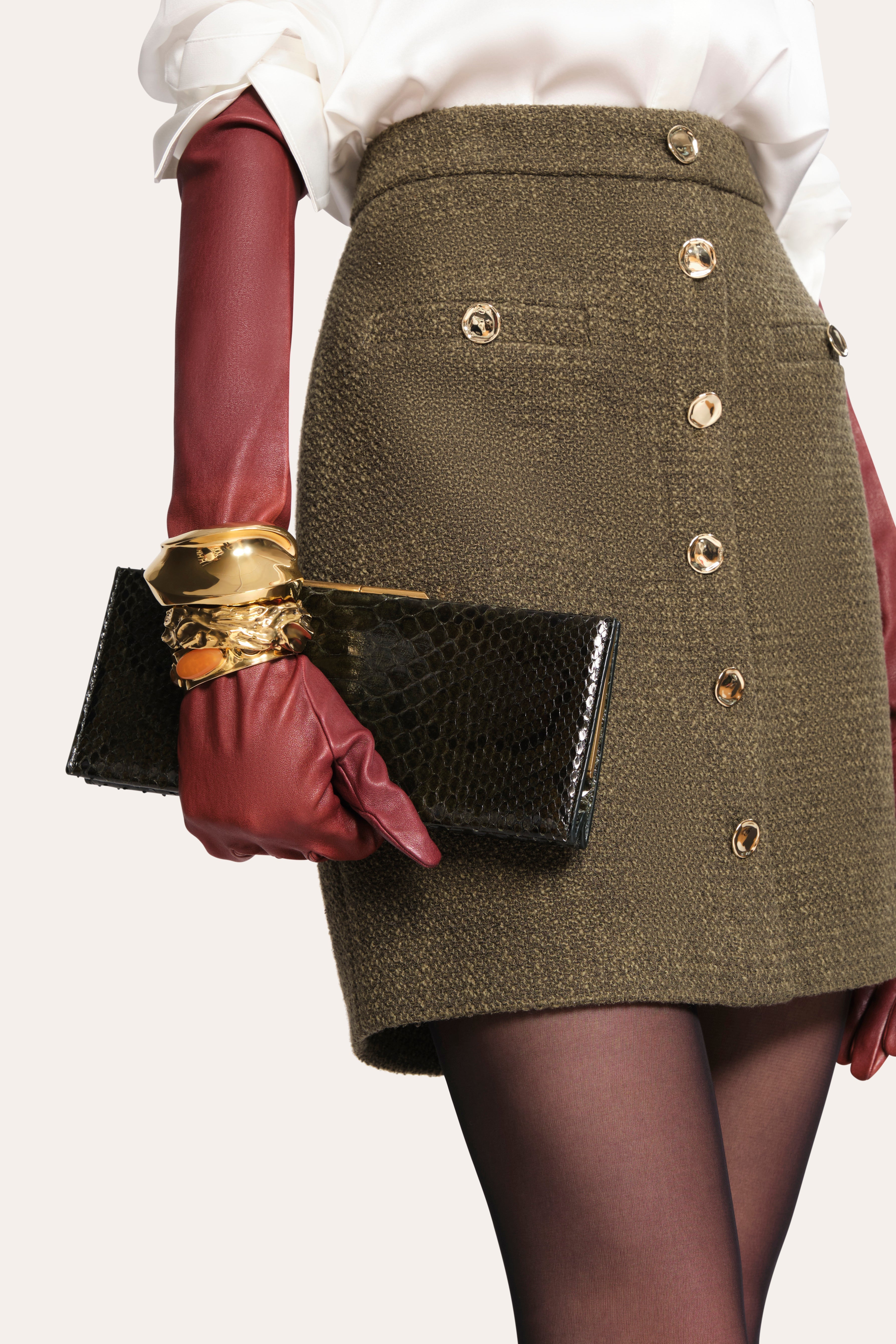 Ella Tweed Skirt | Elie Tahari OLIVE