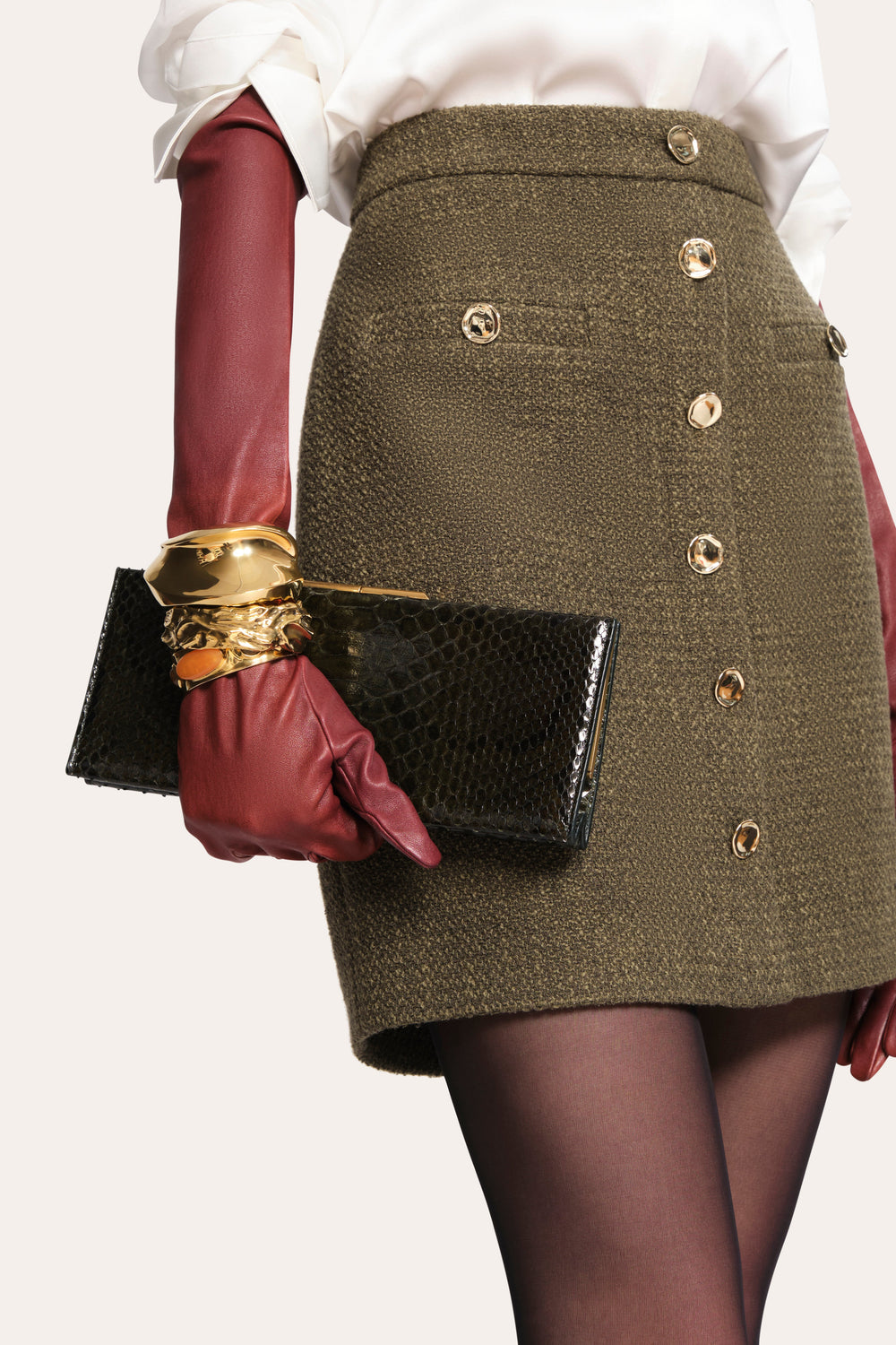 Ella Tweed Skirt | Elie Tahari OLIVE