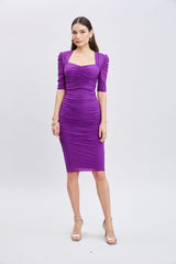 Ruched Mesh Dress | Elie Tahari BERRY