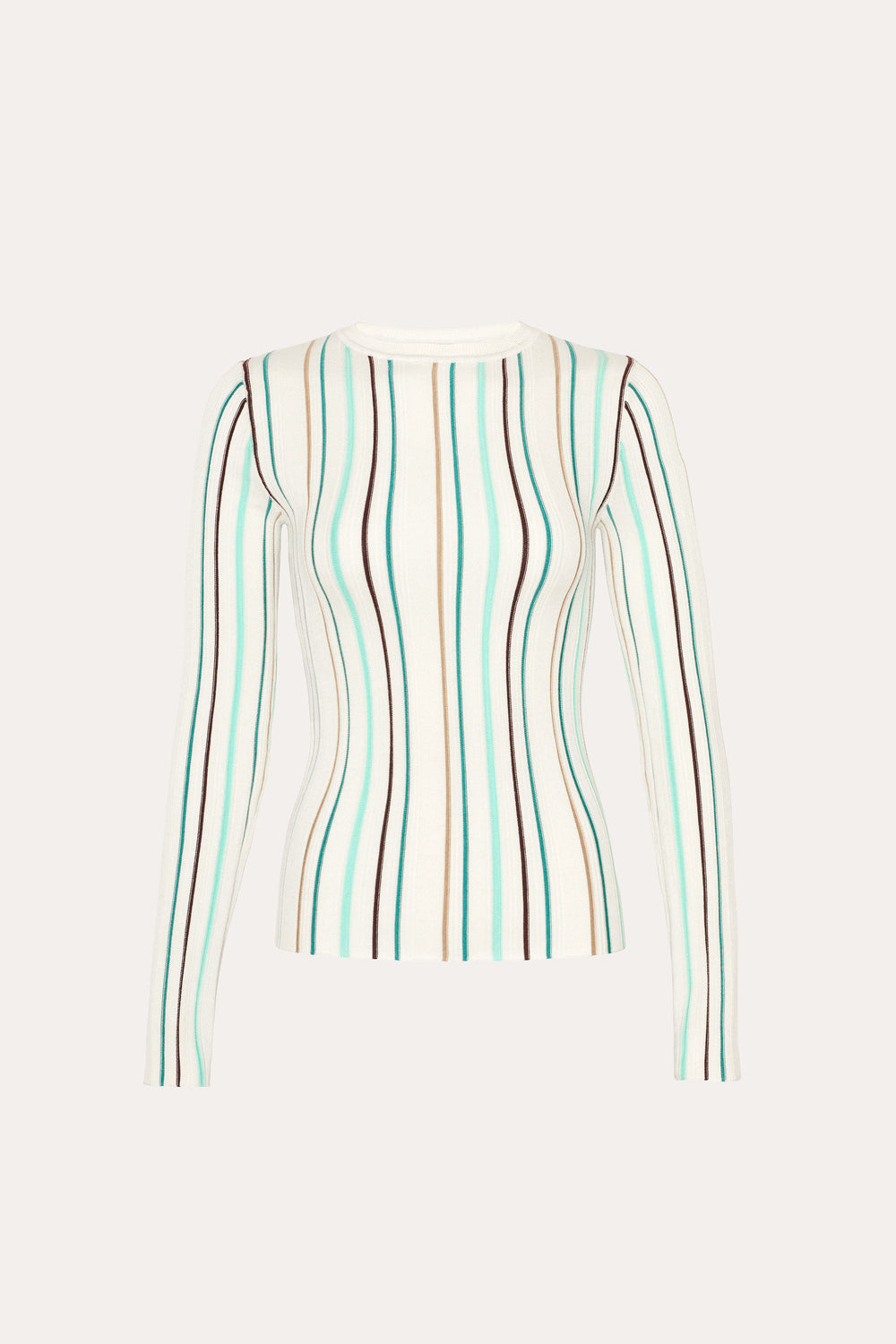 Lucia Silk Wool Top | Elie Tahari AQUA STRIPE